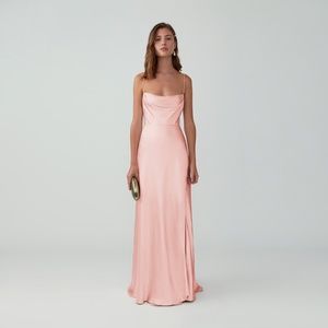 Fame and Partners Strappy Draped Gown pale pink size 10